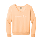 Pampered Chef Ladies V-Neck Sweatshirt Garment Dyed