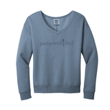 Pampered Chef Ladies V-Neck Sweatshirt Garment Dyed