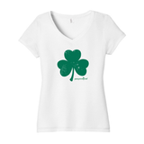Distressed Shamrock Ladies Vneck Tee