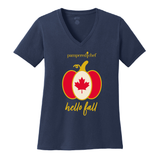 Fall Canada Pumpkin Ladies V Neck Tee