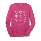 Heart Grid Crew Neck Unisex Long Sleeve Tee