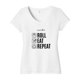 Roll Eat Repeat Ladies Vneck Tee