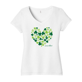 Shamrock Heart Ladies Vneck Tee