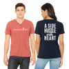 Side Hustle with a Heart Uniseix Triblend V-Neck by Bella+Canvas