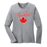 Thankful Maple Leaf Ladies Long Sleeve Tee