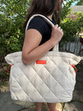 Diamond Puffy Tote Bag White